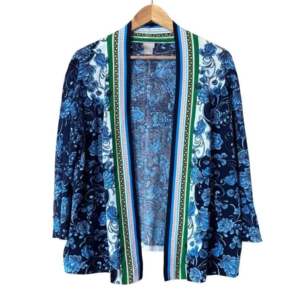 Chico’s The Perfect Layer Cardigan floral cotton XL
